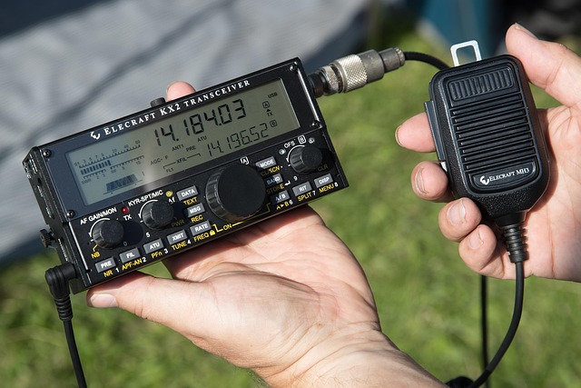 Close-up of generic two way UHF VHF amateur-grade Mobile Radio